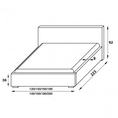 Łóżko tapicerowane z pojemnikiem MOON 120/140/160/180 x 200