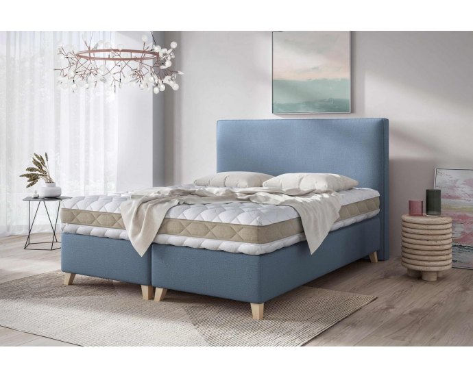 Minimalistyczne łóżko tapicerowane z zagłówkiem 140x200 cm DINO