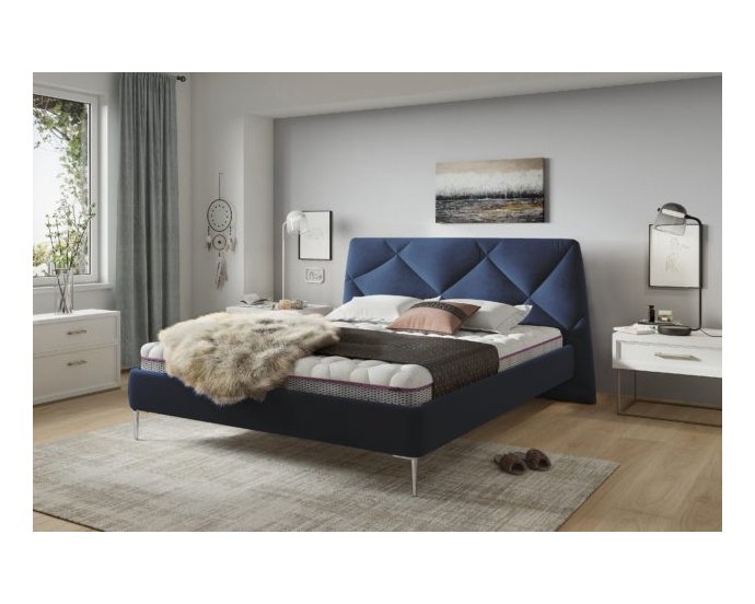 Łóżko do sypialni z nowoczesnym zagłówkiem tapicerowanym DAVOS 120x200 cm