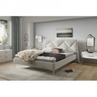 Łóżko tapicerowane ze stylowym i oryginalnym wezgłowiem DAVOS 160x200 cm