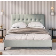 Sypialniane łóżko kontynentalne z pikowanym wezgłowiem 90x200 LINENA