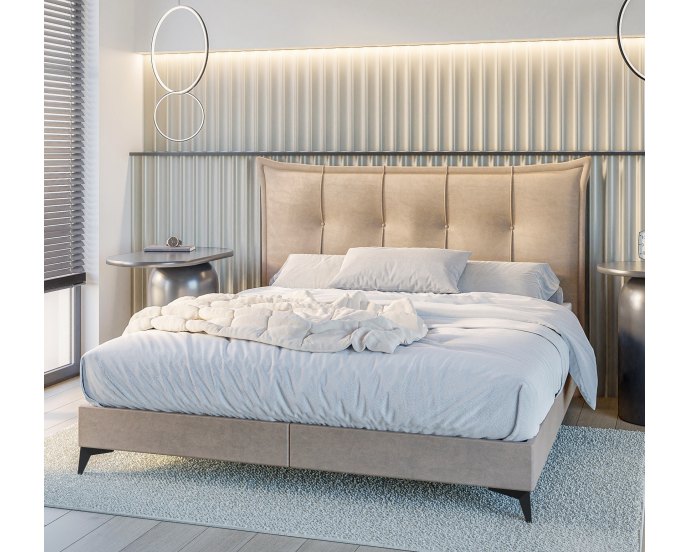 Nowoczesne łóżko kontynentalne z pikowanym zagłówkiem FOXY Nowoczesne łóżko kontynentalne z pikowanym zagłówkiem FOXY