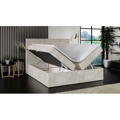 Stylowe łóżko kontynentalne z zagłówkiem i materacem GIANI 200x200