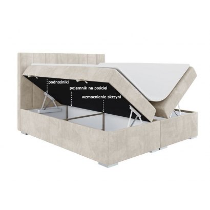 Wygodne łóżko Kontynentalne z materacem i pojemnikiem na pościel GRANDE 180x200
