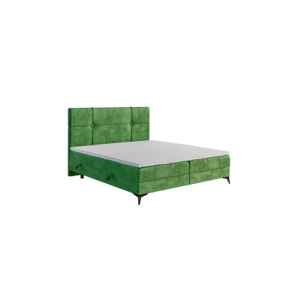 Skandynawskie łóżko kontynentalne z opcją pojemnika na pościel NACHO w kolorze kamienista zieleń