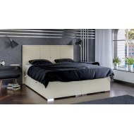 Łóżko Kontynentalne szare z materacem i pojemnikiem na pościel CARSON 120 x 200