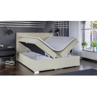 Łóżko Kontynentalne szare z materacem i pojemnikiem na pościel CARSON 120 x 200