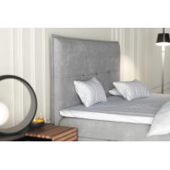 Łóżko Kontynentalne szare z materacem i pojemnikiem na pościel CARSON 200 x 200