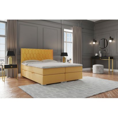 Wyjątkowe nowoczesne łóżko kontynentalne z materacem i pojemnikiem na pościel PARIS 140x200
