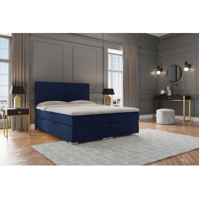 Wyjątkowe nowoczesne łóżko kontynentalne z materacem i pojemnikiem na pościel PARIS 160x200