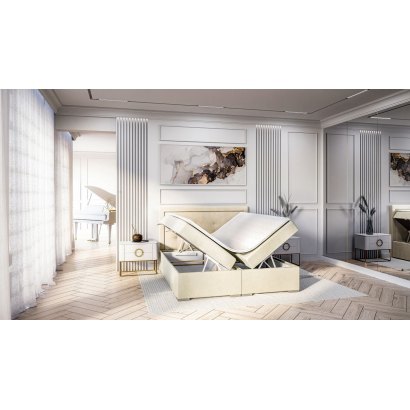 Łóżko kontynentalne z eleganckim zagłówkiem i materacem VERONICA 140x200
