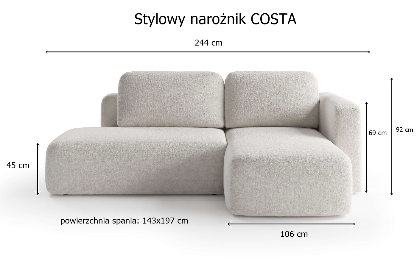 Stylowy narożnik Costa