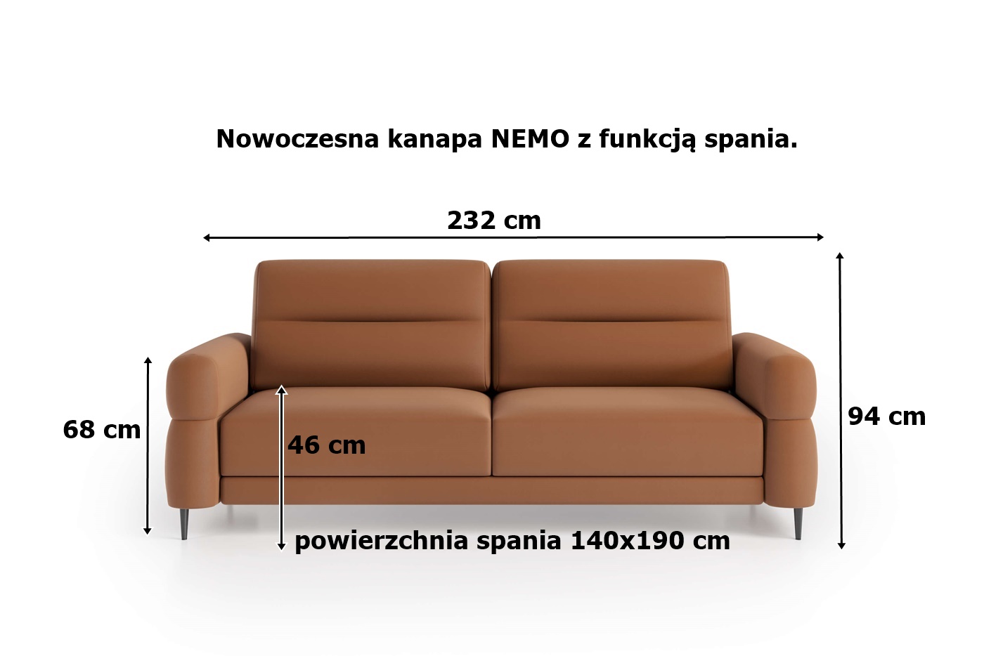 Nowoczesna kanapa NEMO z funkcją spania.